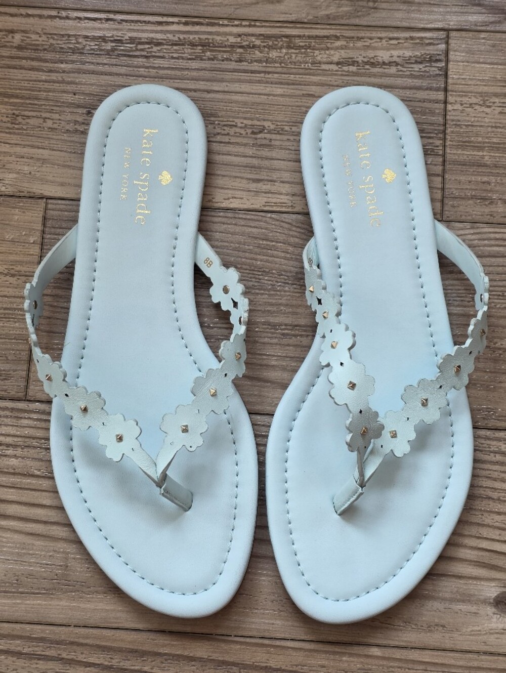Kate Spade Light Blue Floral Cutout Thong Sandals